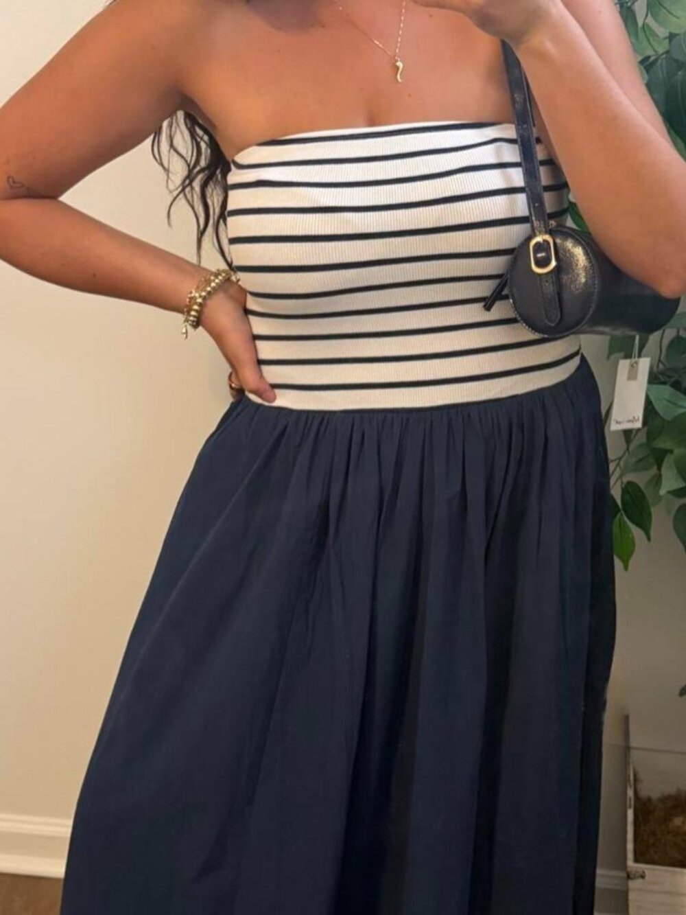 Navy Striped Maxi Dress